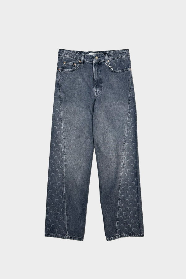 MARINE SERRE Moon Laser Grey Wash Baggy Jeans
