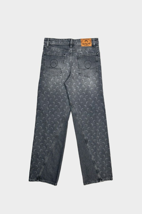 MARINE SERRE Moon Laser Grey Wash Baggy Jeans
