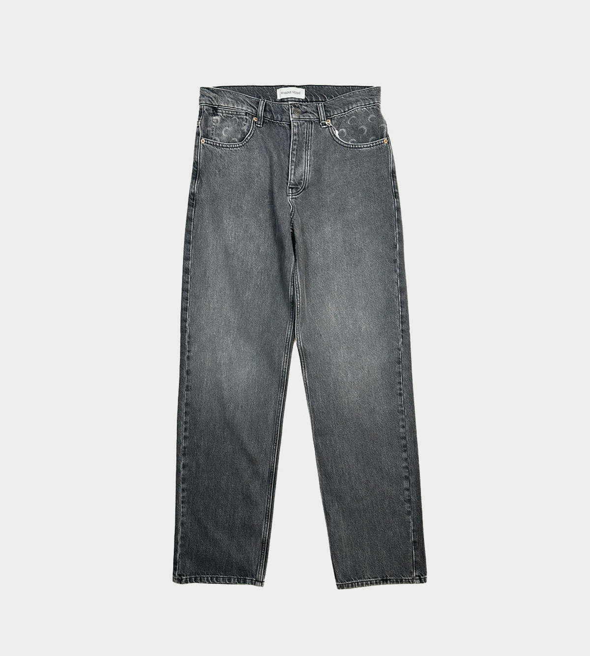 MARINE SERRE Moon Laser Grey Wash Straight Jeans - Image 1 of 4