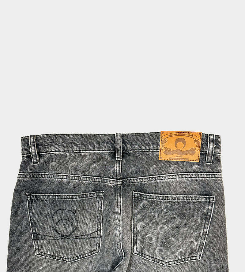 MARINE SERRE Moon Laser Grey Wash Straight Jeans