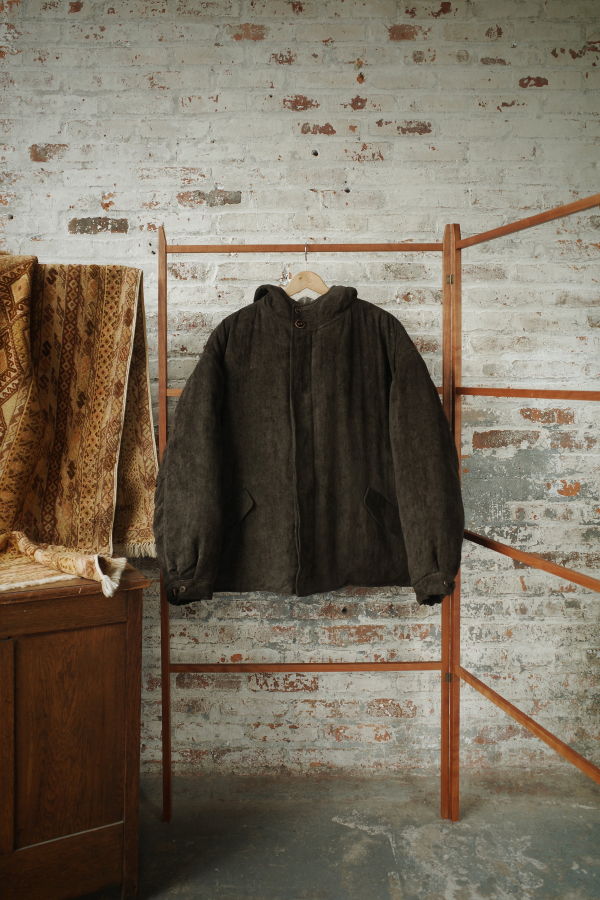 AVIVA JIFEI XUE Carob Linen Velvet Padded Zip Parka - Carob Linen Velvet