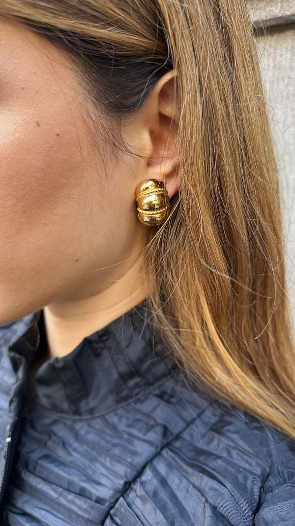 Christian Dior Vintage Rope Detail Earrings - Gold Tone