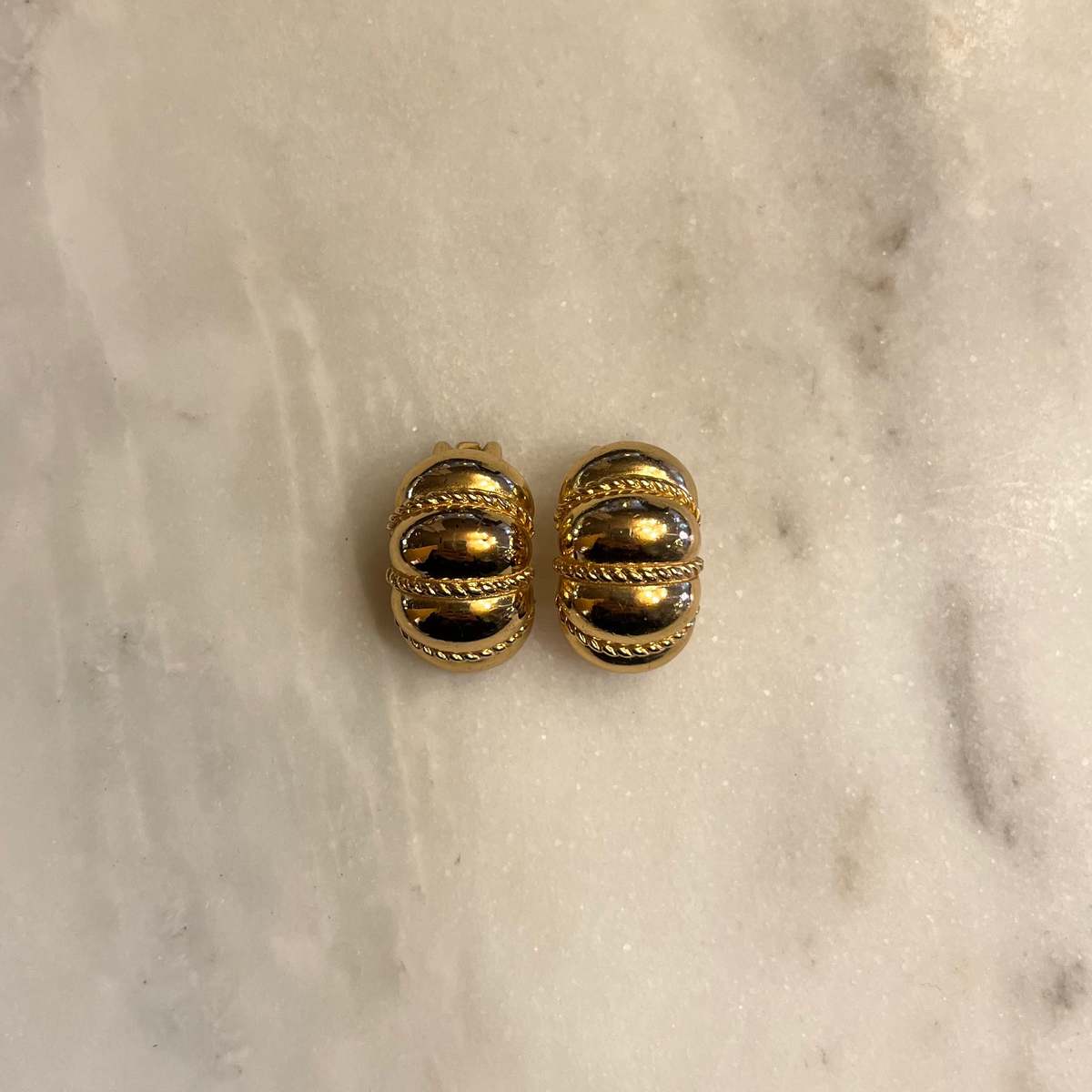 Christian Dior Vintage Rope Detail Earrings - Gold Tone - Image 2 of 2