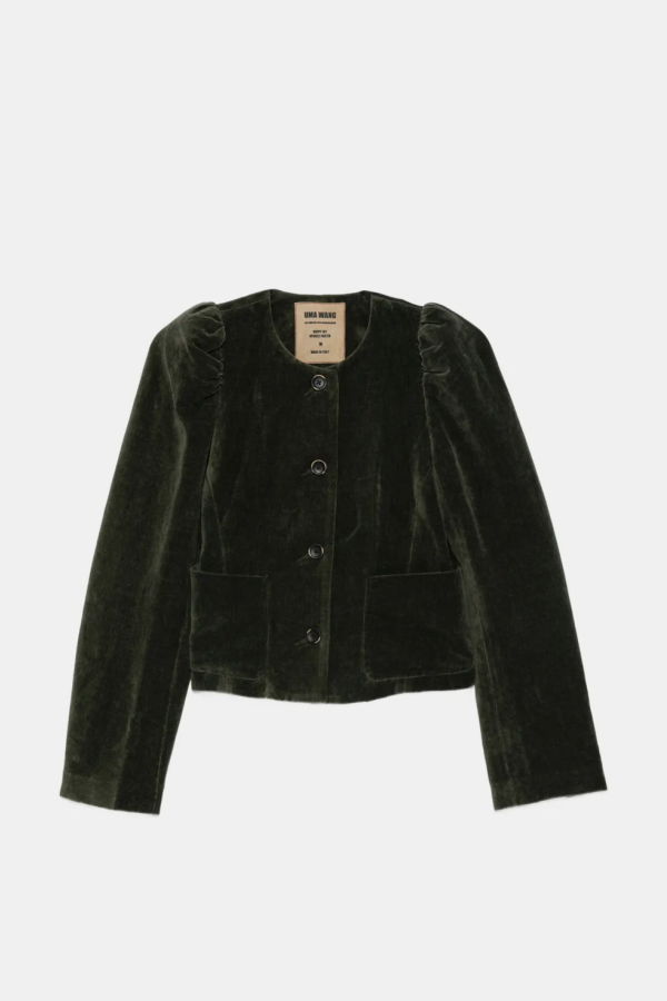 Uma Wang Long-Sleeves Velvet Jacket - Dark Green