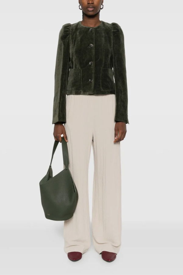 Uma Wang Long-Sleeves Velvet Jacket - Dark Green