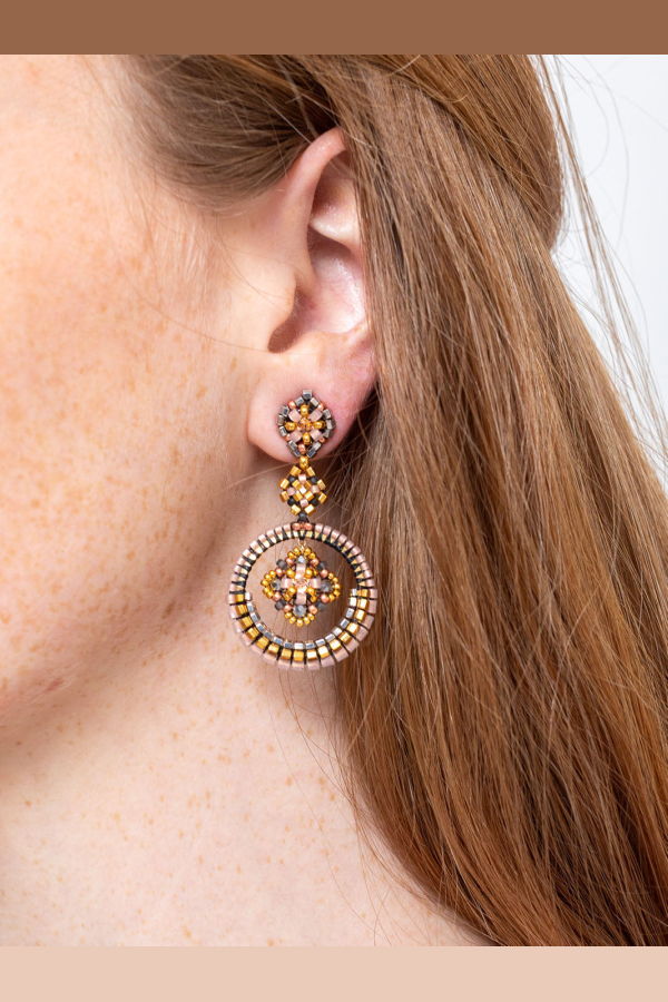 Miguel Ases Round with Flower Center Post Earrings