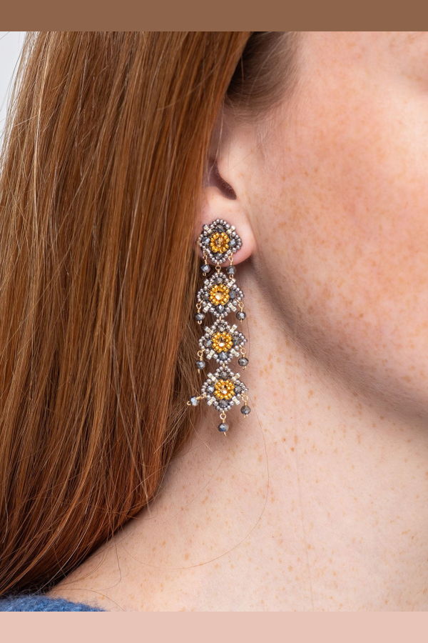 Miguel Ases Triple Drop Post Earrings - 14K