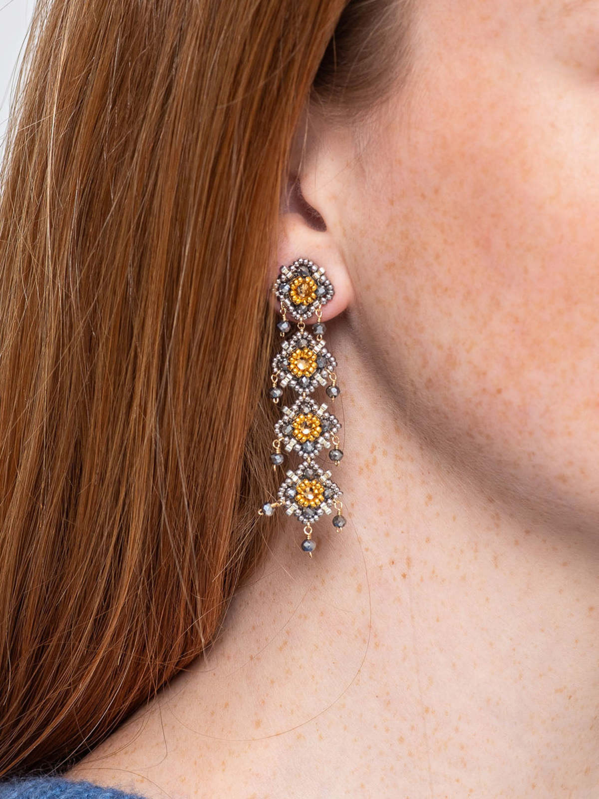 Miguel Ases Triple Drop Post Earrings - 14K - Image 1 of 2