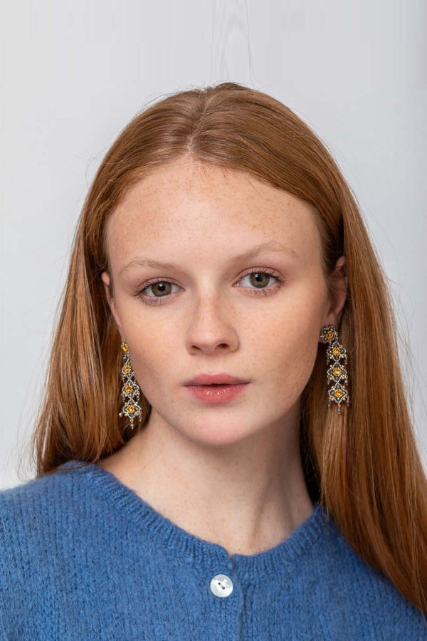 Miguel Ases Triple Drop Post Earrings - 14K