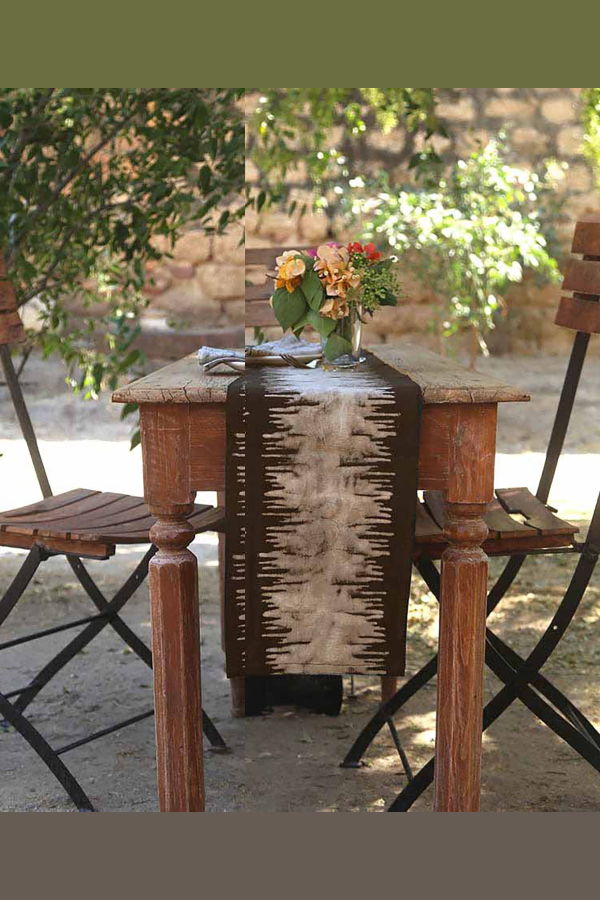 Ichcha Neutral Block Print Table Runner