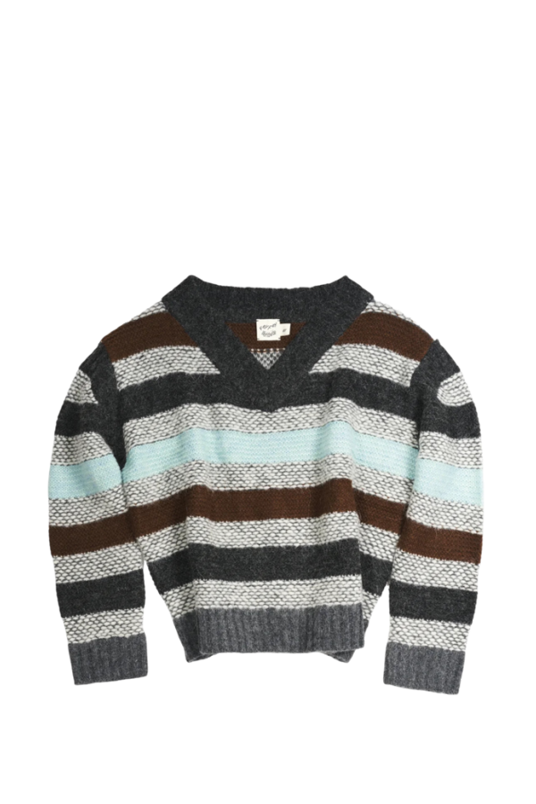 fey fey WORLDWIDE Brown Striped Garter Sweater