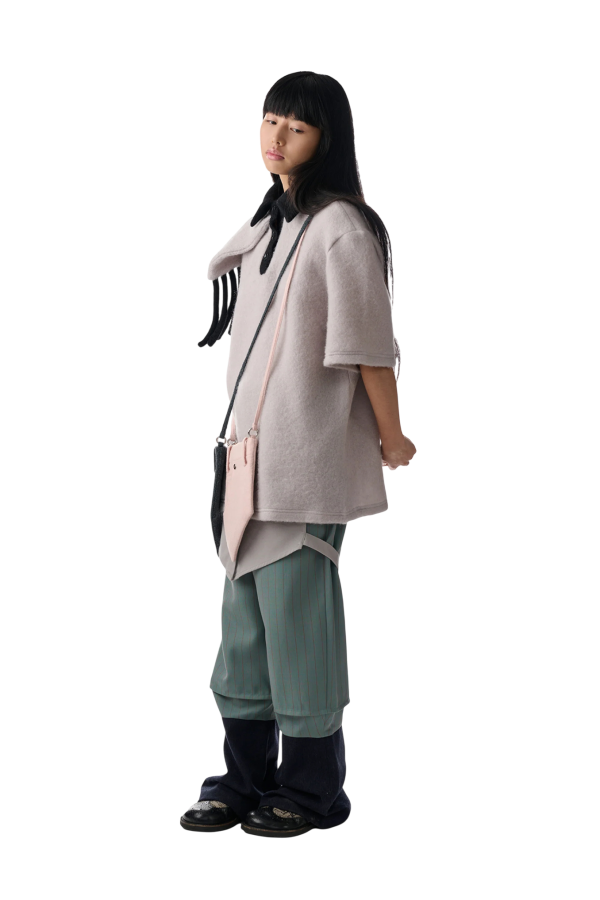 fey fey WORLDWIDE Gray Scarf Wool Top