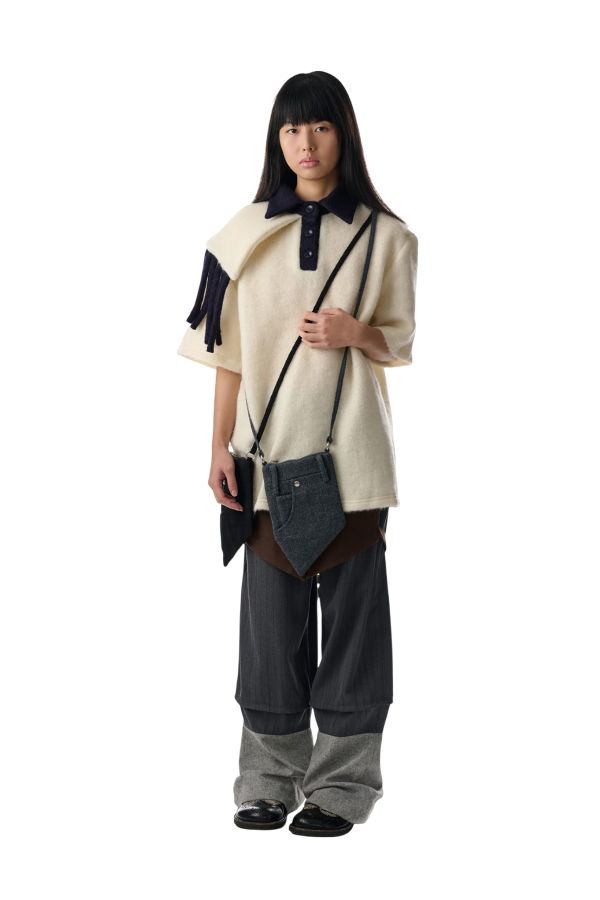 fey fey WORLDWIDE Ivory Scarf Wool Polo Top