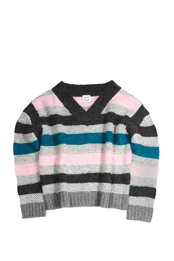 fey fey WORLDWIDE Pink Striped Garter Sweater