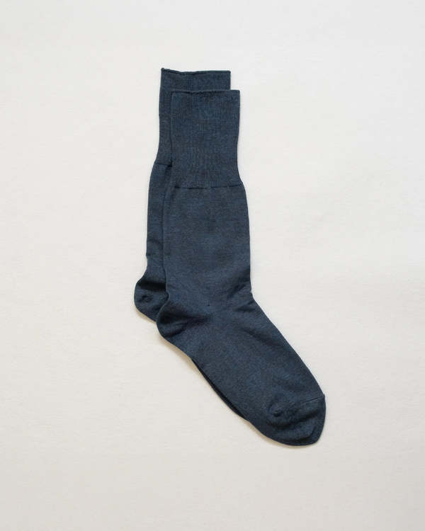 Yahae Natural Black x Indigo Ribbed Socks - Natural Black x Indigo