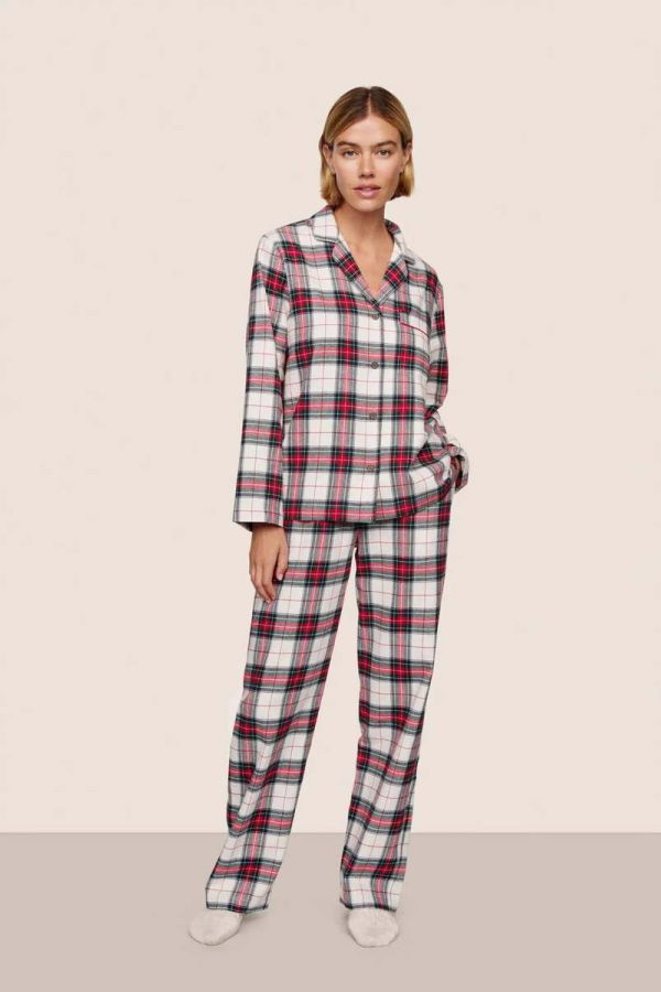 Eberjey Flannel Long Pajama Set - Tartan Plaid