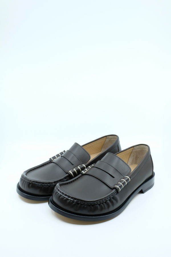 JW ANDERSON Chocolate Brown Calf Leather Moccasin Loafer