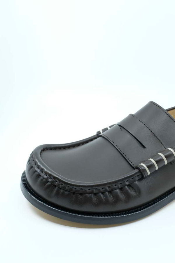 JW ANDERSON Chocolate Brown Calf Leather Moccasin Loafer