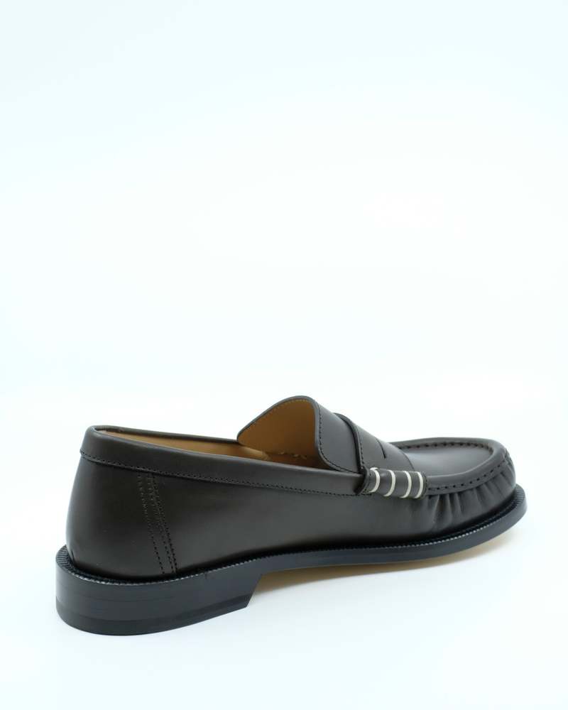 JW ANDERSON Chocolate Brown Calf Leather Moccasin Loafer