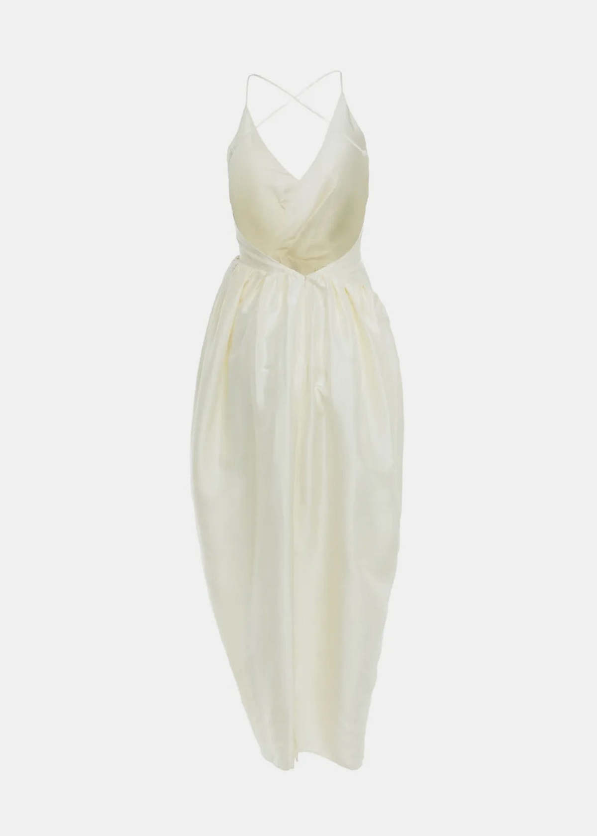 YANGKEHAN Cross-Back Gathered Silk Dress - White - Image 2 of 2