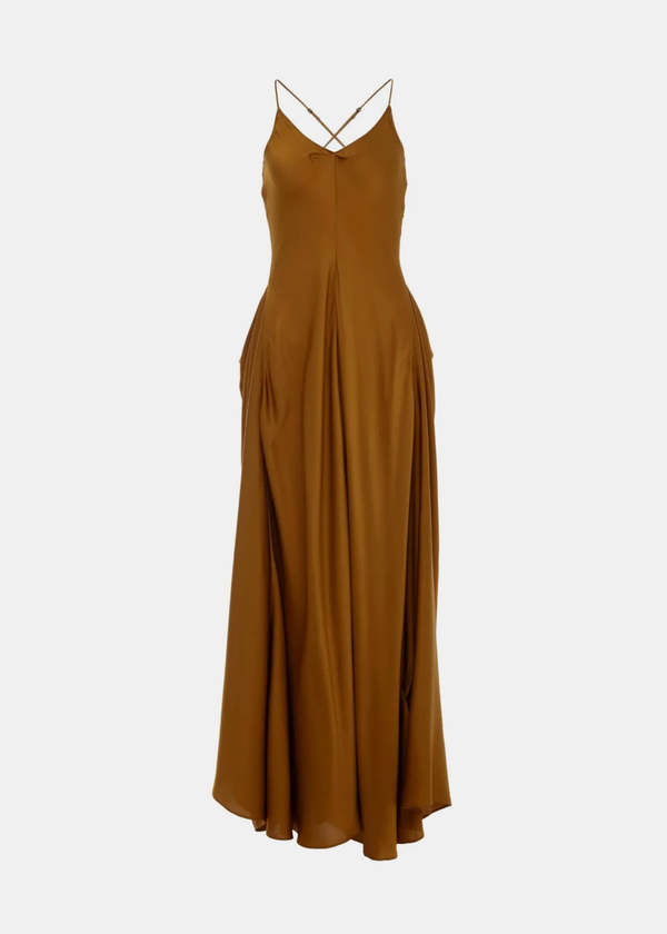YANGKEHAN Cross-Back Side-Pocket Maxi Dress - Yellow