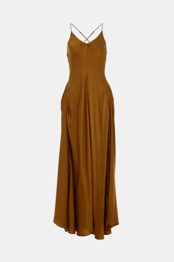 YANGKEHAN Cross-Back Side-Pocket Maxi Dress - Yellow