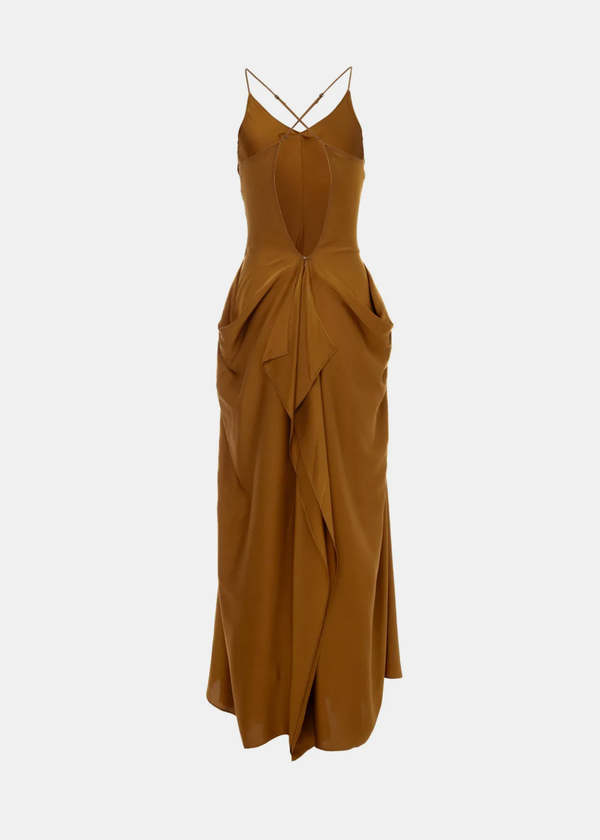 YANGKEHAN Cross-Back Side-Pocket Maxi Dress - Yellow