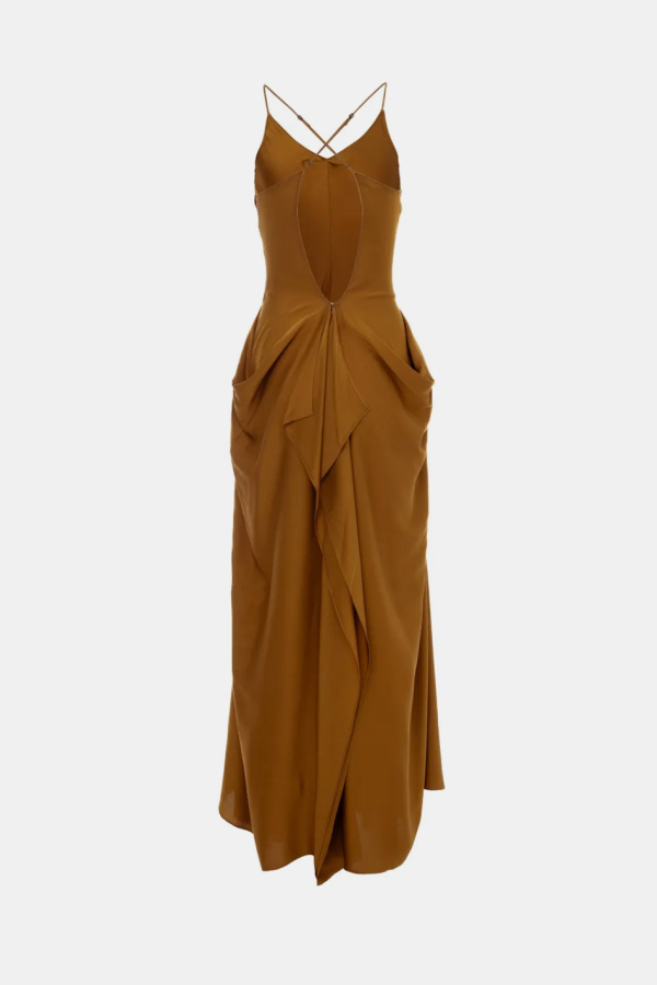 YANGKEHAN Cross-Back Side-Pocket Maxi Dress - Yellow