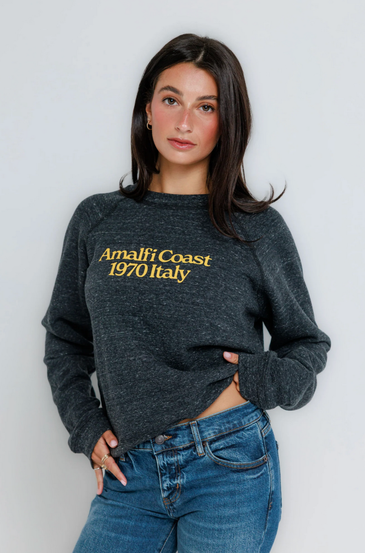 Sunny Somewhere Raglan Crew Sweatshirt - Vintage Black - Image 1 of 2