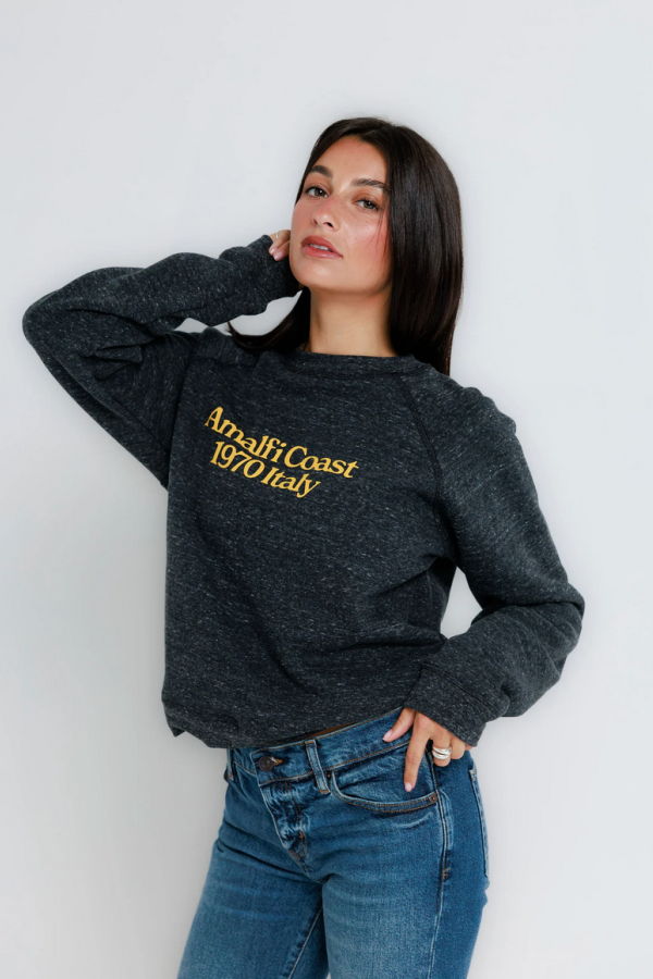 Sunny Somewhere Raglan Crew Sweatshirt - Vintage Black
