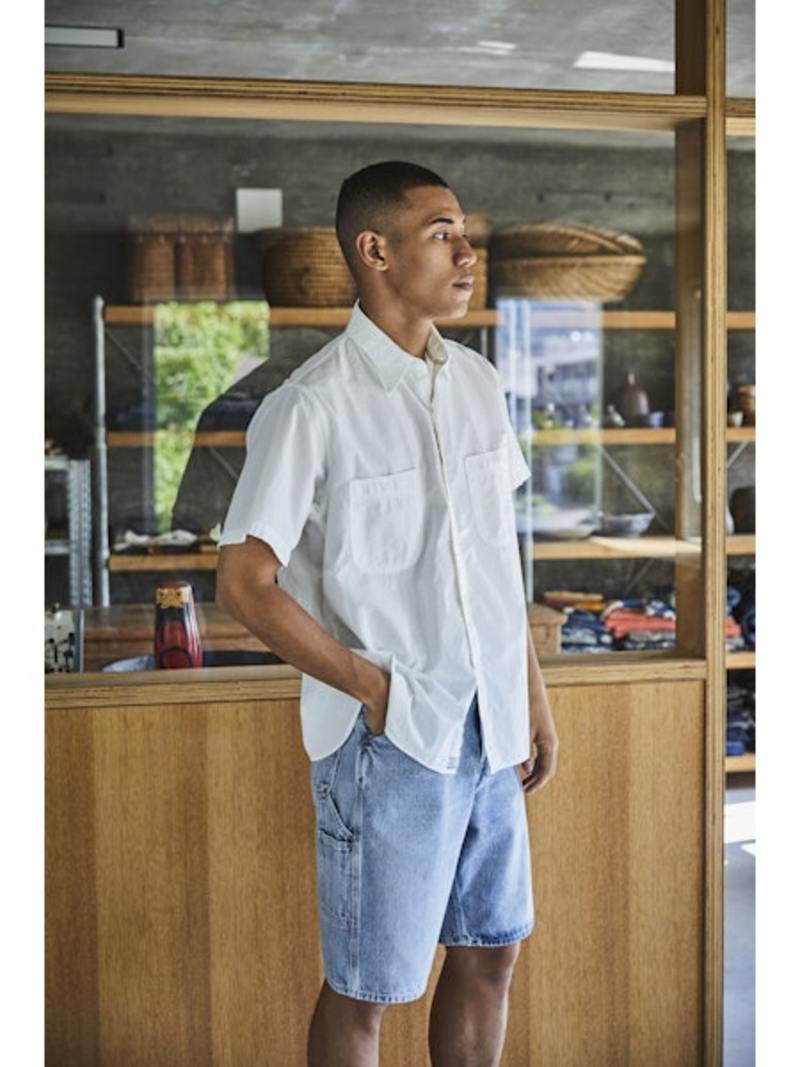 orSlow Short Sleeve Chambray Work Shirt - White