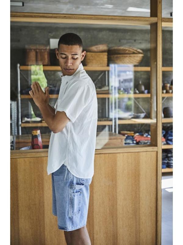 orSlow Short Sleeve Chambray Work Shirt - White