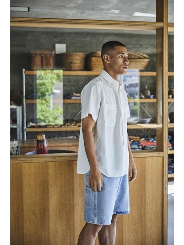 orSlow Short Sleeve Chambray Work Shirt - White