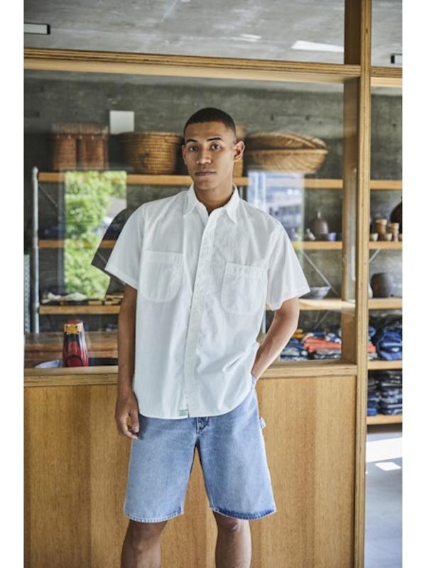orSlow Short Sleeve Chambray Work Shirt - White