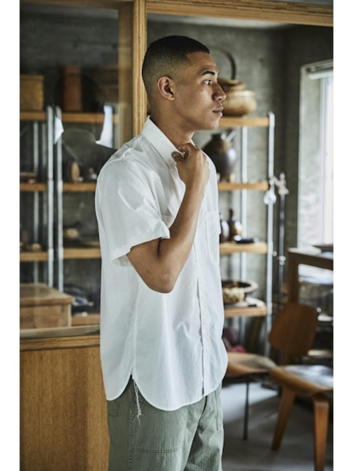 orSlow Short Sleeve Chambray Work Shirt - White - Image 9 of 12