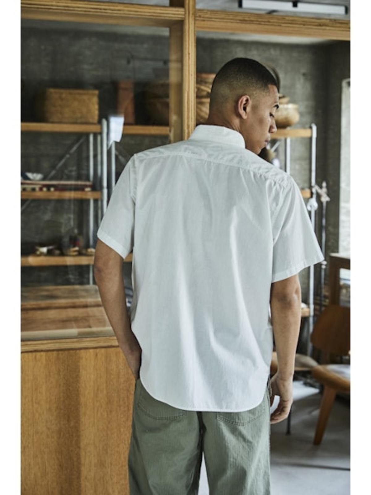orSlow Short Sleeve Chambray Work Shirt - White - Image 10 of 12