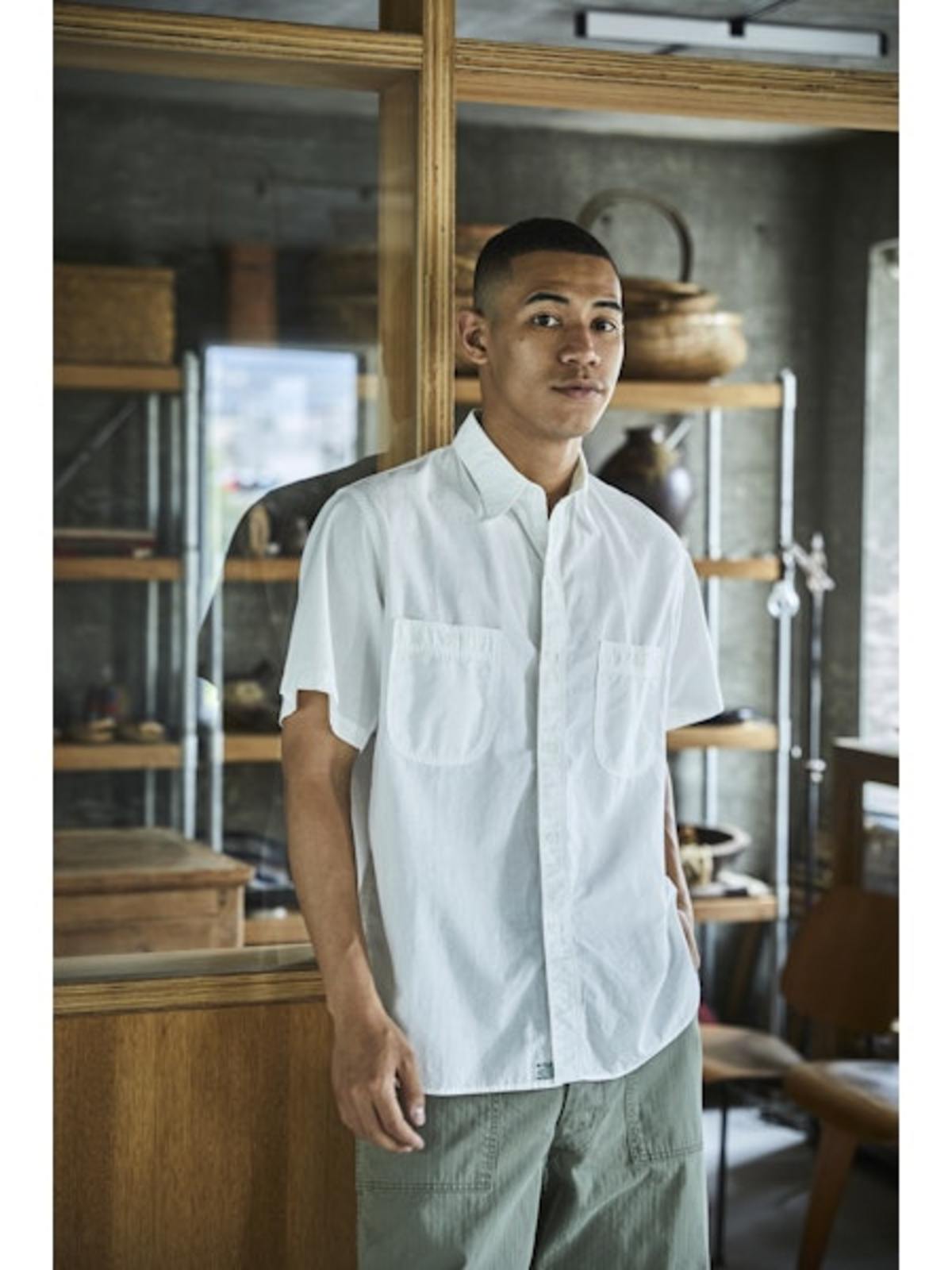 orSlow Short Sleeve Chambray Work Shirt - White - Image 12 of 12