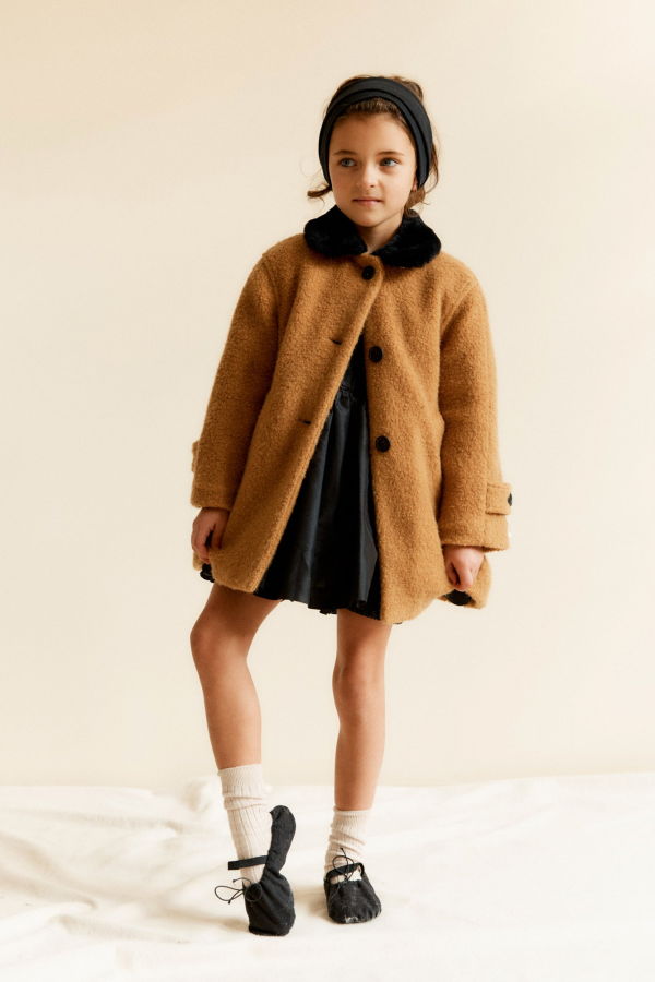 KIDS Caramel Everest Children's Wool Boucle Coat