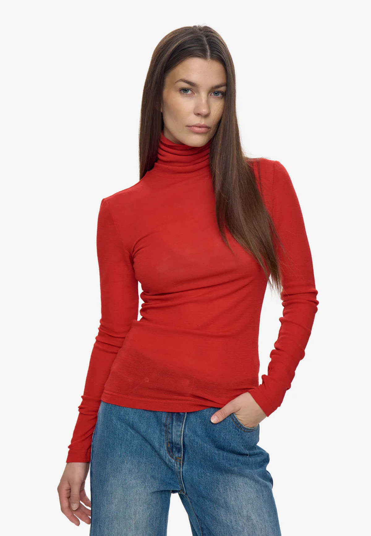 Minimum Pernilles Turtleneck Sweater - Goji Berry - Image 2 of 4