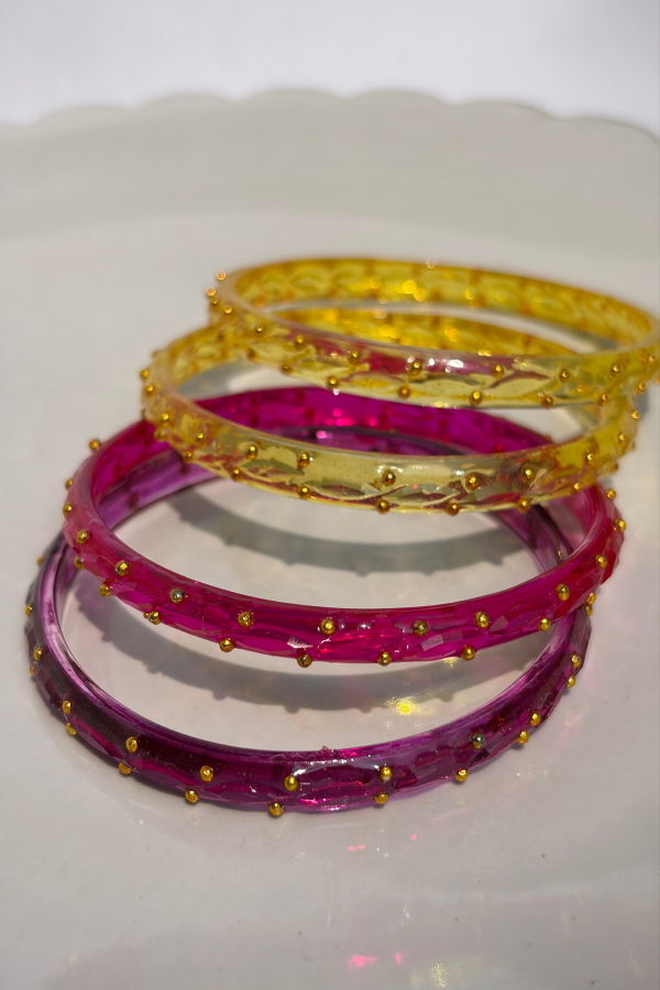 IKKIVI Arm Candy Pink & Yellow Bangle Set