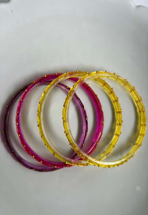 IKKIVI Arm Candy Pink & Yellow Bangle Set