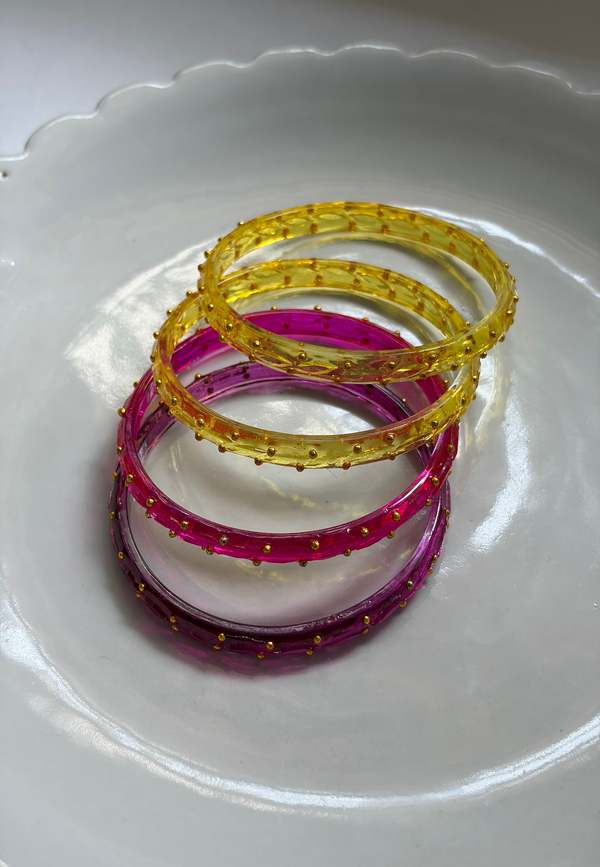 IKKIVI Arm Candy Pink & Yellow Bangle Set