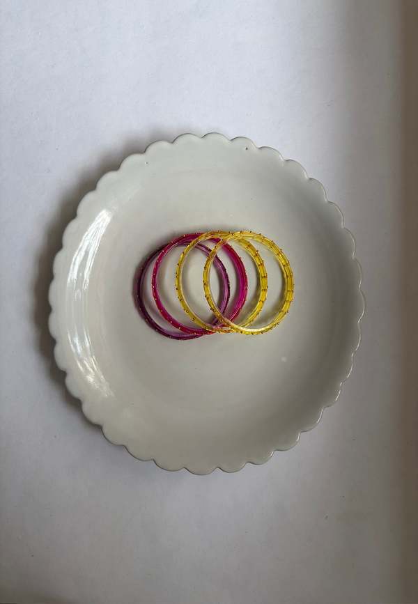 IKKIVI Arm Candy Pink & Yellow Bangle Set