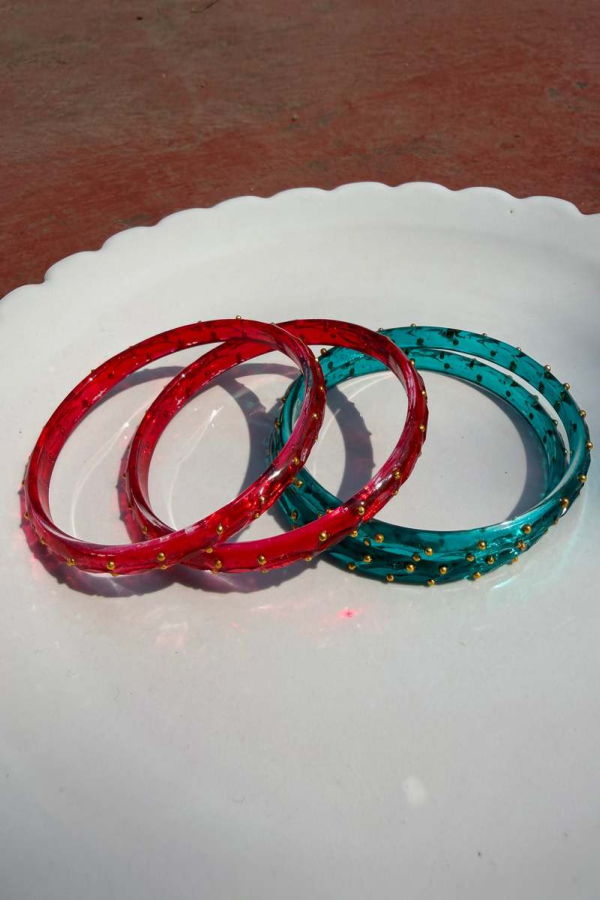 IKKIVI Arm Candy Red & Blue Bangle Set