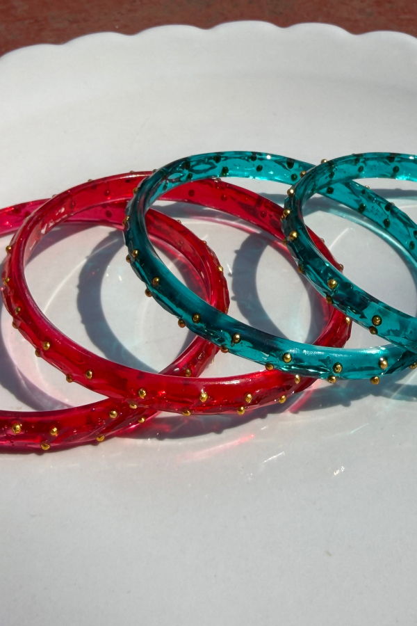 IKKIVI Arm Candy Red & Blue Bangle Set