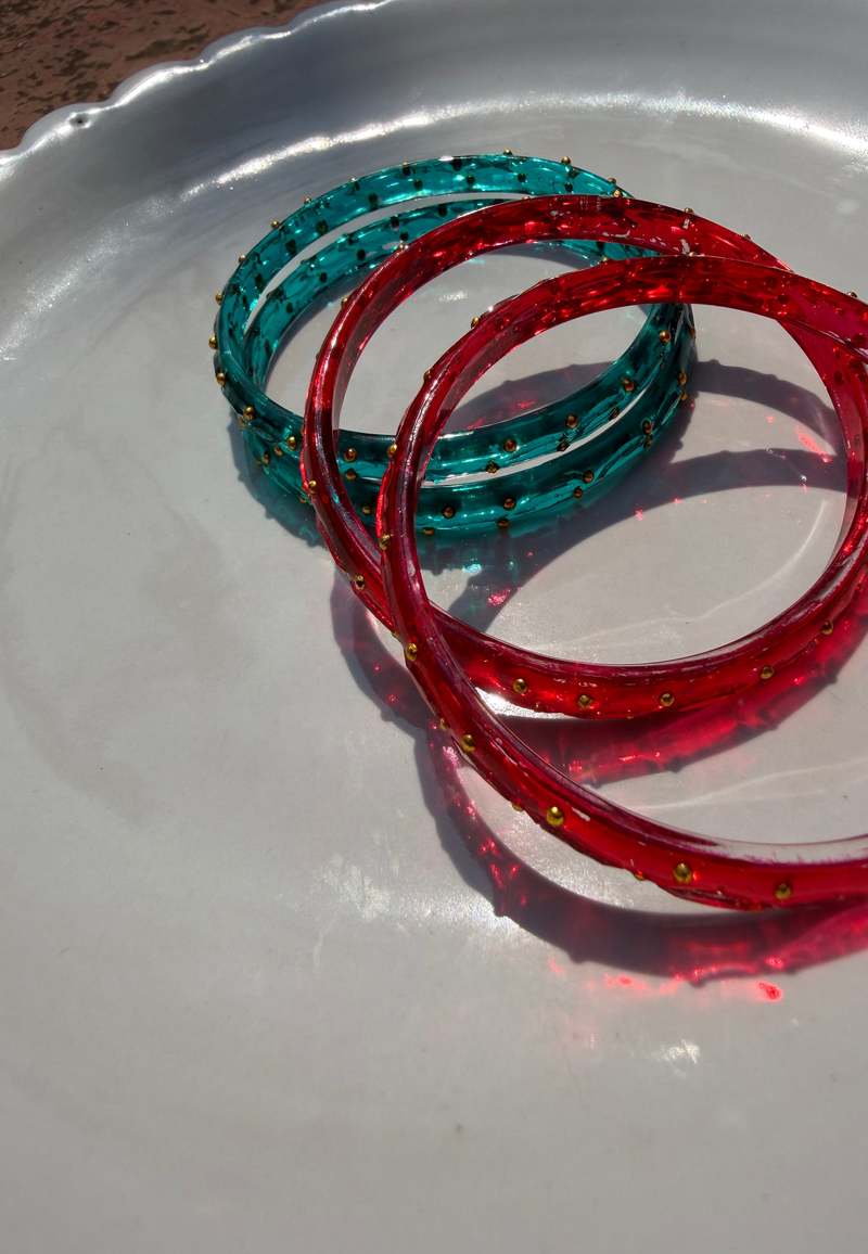 IKKIVI Arm Candy Red & Blue Bangle Set
