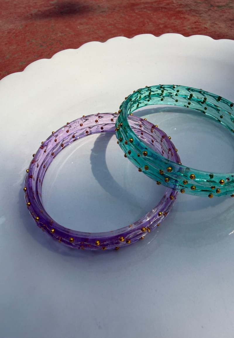 IKKIVI Arm Candy Bangle Set - Sea Green & Lavender