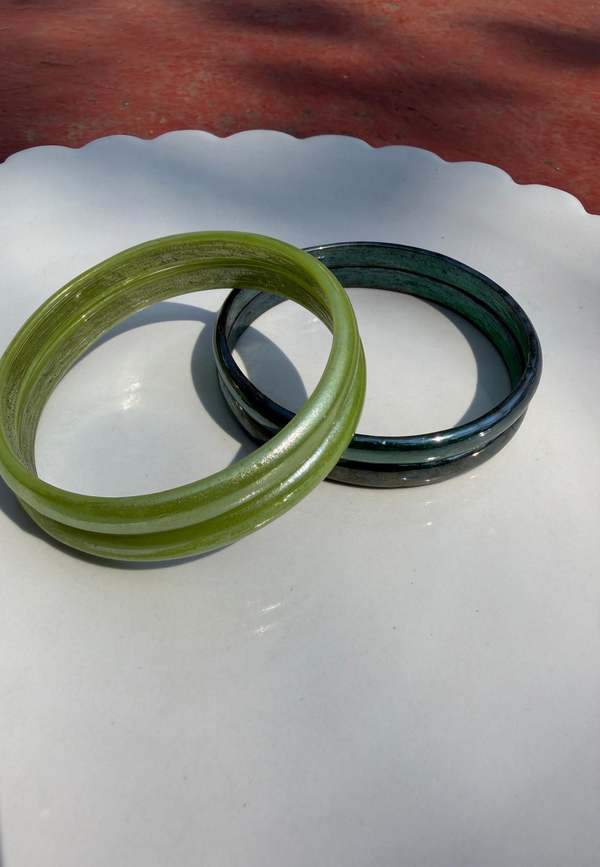 IKKIVI Candyman Bangle Set - Lime & Dark Green