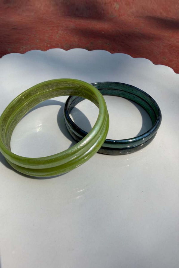 IKKIVI Candyman Bangle Set - Lime & Dark Green