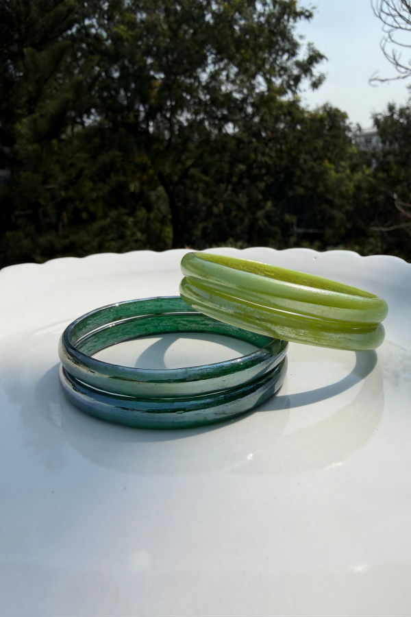 IKKIVI Candyman Bangle Set - Lime & Dark Green